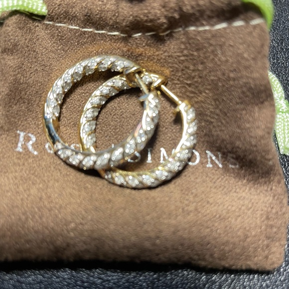 Ross + Simmons 2.00 Ct tw Diam. In-out Hoop earrings 18kt gold over sterling - Picture 4 of 9